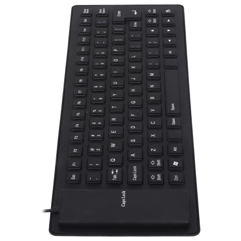 [Australia - AusPower] - Roll-up Silicone Keyboard, Fully Sealed Silent Soft Keyboard Lightweight Portable USB Wired Keyboard 85 Keys Foldable Waterproof Flexible Keyboard(Black) black 