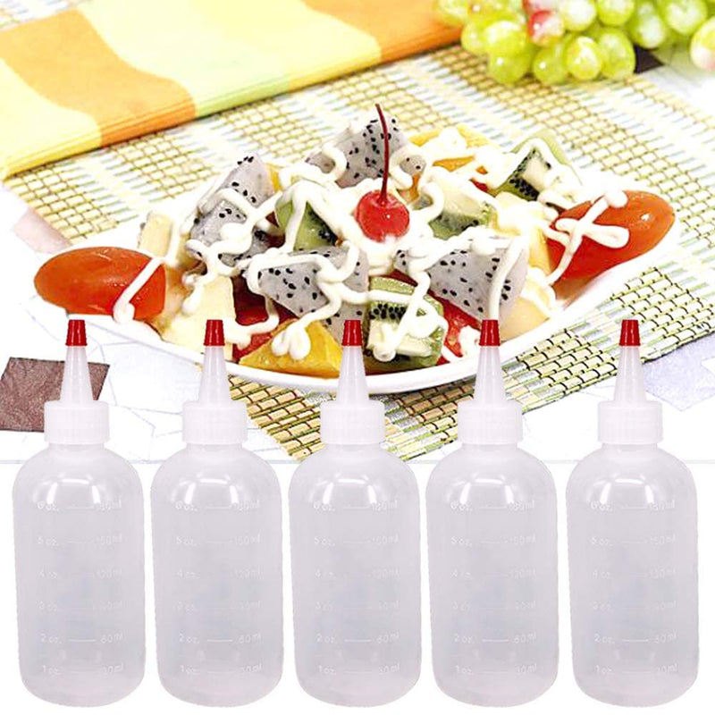 [Australia - AusPower] - Belinlen 12 Pack 6-Ounce Plastic Squeeze Bottles with 12pcs Red Tip Caps and Measurement - Good for Crafts, Art, Glue, Multi Purpose Set of 12 with 1 Red Funnel 6oz 12pack 