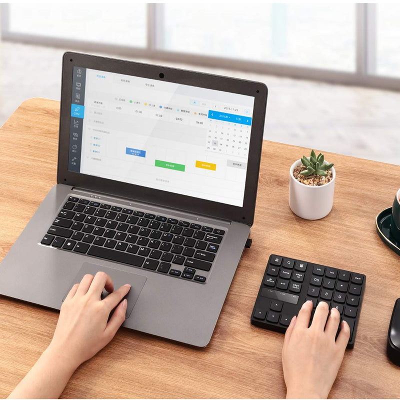 [Australia - AusPower] - Numeric Keypad, 35-Keys Portable USB Wireless Numeric Keypad Rechargeable Ultra-Silent External Numeric Pad for MacBook/MacBook Pro/Air and Windows Laptop Black 