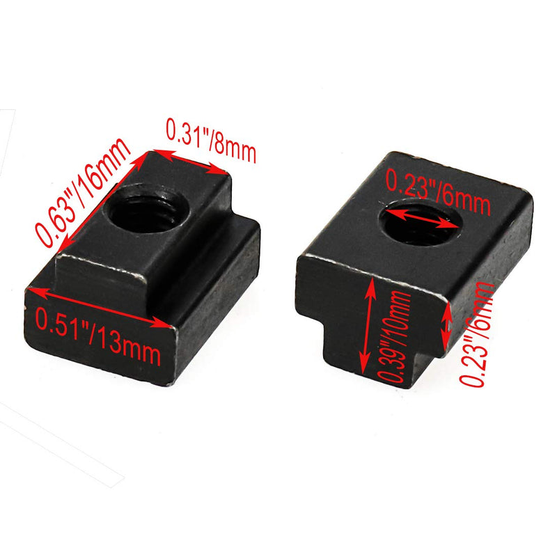 [Australia - AusPower] - HONJIE M6 T-Slot Nut,Black Oxide Finish,Grade 8.8,1/4 Threads,Slot Width 8mm,Slot Depth 4mm,Total Depth 10mm,Pack of 5 