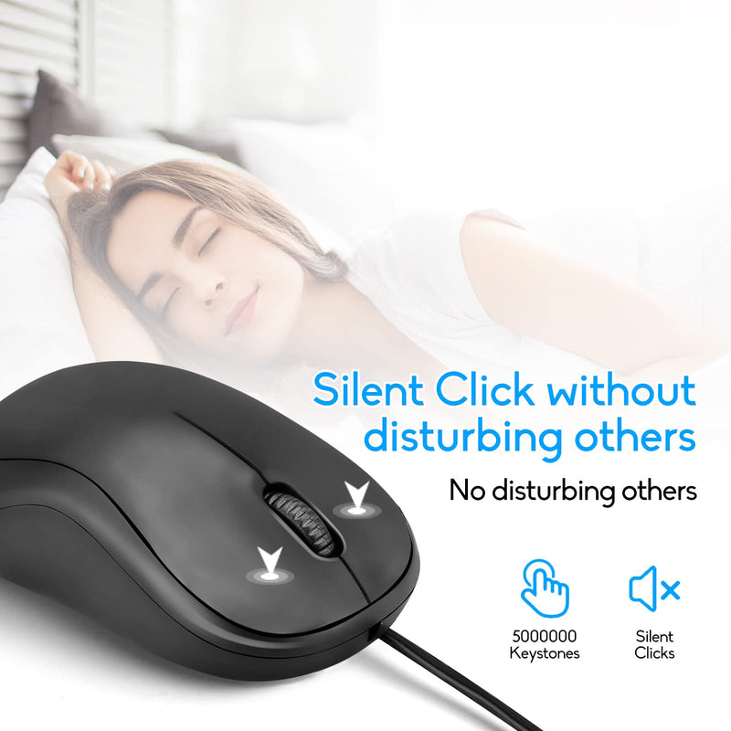 [Australia - AusPower] - Wired Mouse, USB Wired Computer Mouse, 1600DPI 3-Button Ergonomic Mice, Home and Office Mouse for Laptop PC Desktop Notebook - Black black02 