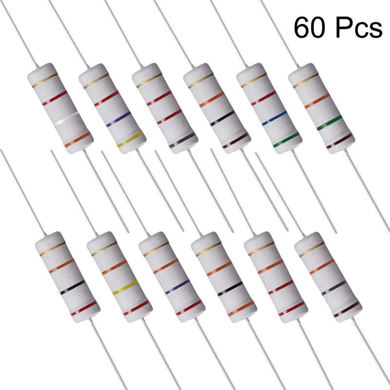[Australia - AusPower] - uxcell 60Pcs 5W Metal Oxide Film Resistor 3.9K,4.7K,5.6K,8.2K,10K,15K,18K,20K,22K,24K,27K,30K Ohm 
