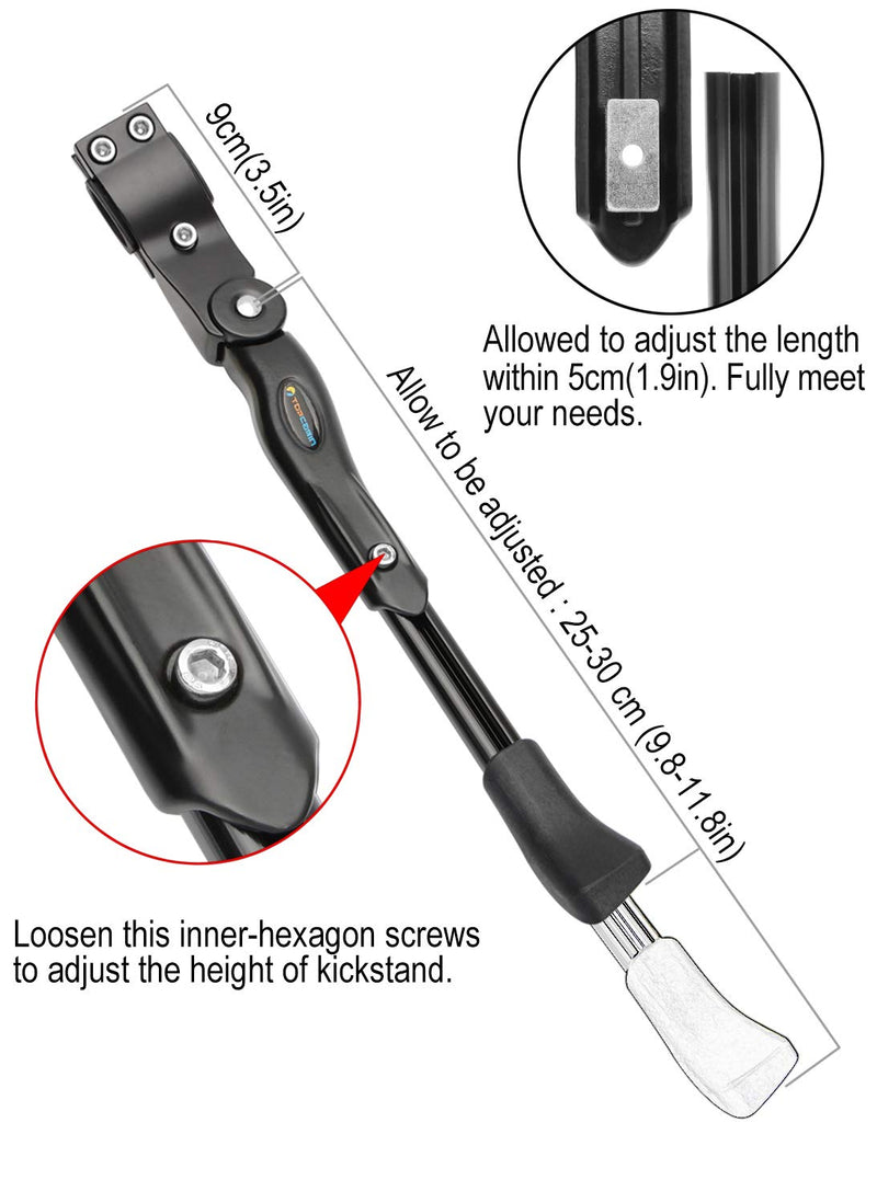 [Australia - AusPower] - TOPCABIN Bicycle Adjustable Aluminium Alloy Bike Bicycle Kickstand Side Kickstand Fit for 22" 24" 26"- Black 