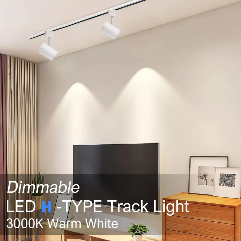 [Australia - AusPower] - Lamadri 12W LED Track Light Heads,Dimmable H Type Track Lighting Heads 3000K Warm White for Kitchen Accent,Wall,Art Exhibition, Lighting,60Â°Flicker Free CRI90+ 2 Pack (White) 