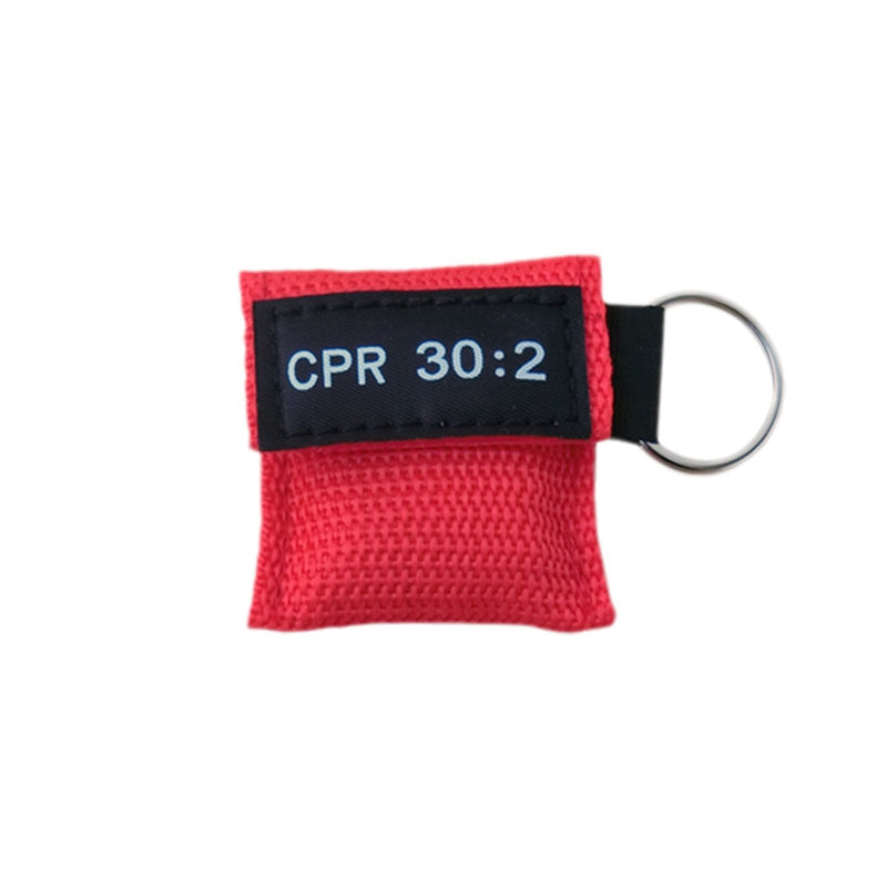 [Australia - AusPower] - 50pcs/Pack CPR Face Shields with Keychain Ring One-Way Valve Breathing CPR Barrier Red 