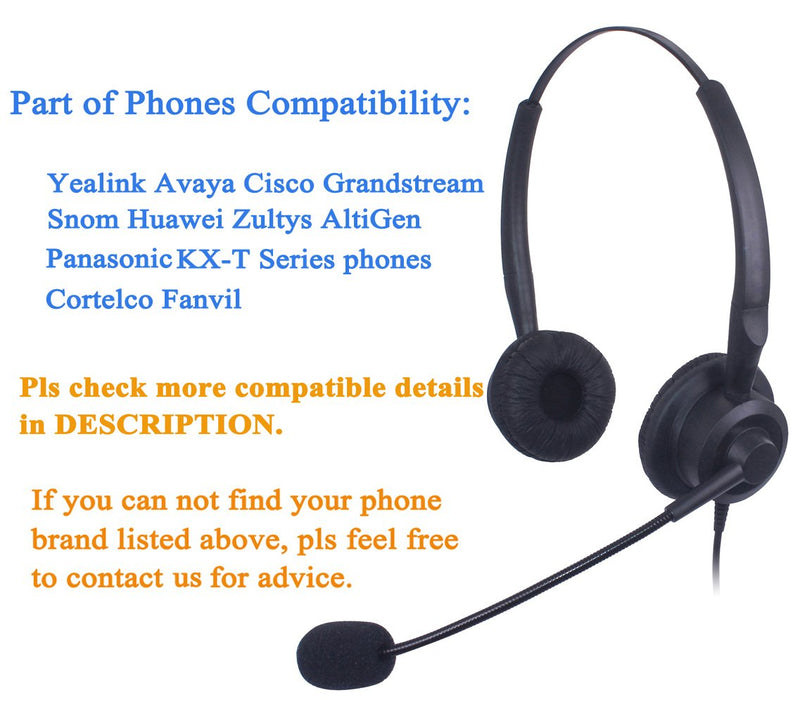 [Australia - AusPower] - Audicom H201GXPC Binaural Call Center Headphone Headset with Mic for Yealink SIP-T19P T20P T21P T22P T26P T28P T32G T41P T38G T42G T46G T48G and Huawei ET325 ET525 Telephone IP Phones 