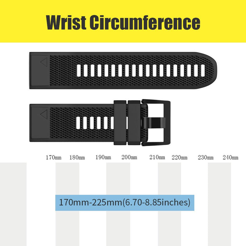 [Australia - AusPower] - ANCOOL Compatible with Fenix 7X Bands 26mm Easy Fit Silicone Sport Watchbands Replacement for Garmin Fenix 5X/Fenix 6X/Fenix 6X Pro/Fenix 7X/D2 Delta PX Smartwatches (Black, Slate) P03 