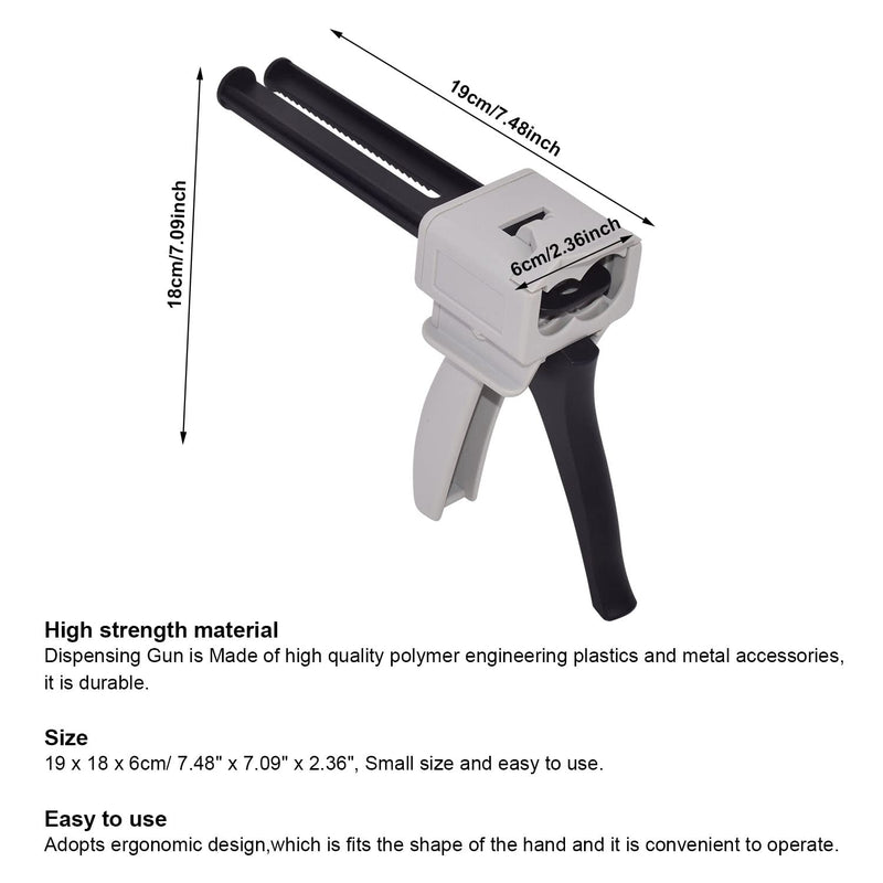 [Australia - AusPower] - NEWCOMDIGI Dispenser Gun, Epoxy Glue Gun, Impression Mixing Dispensing Gun Applied to AB Plastic Tube (50ML) 50ML 