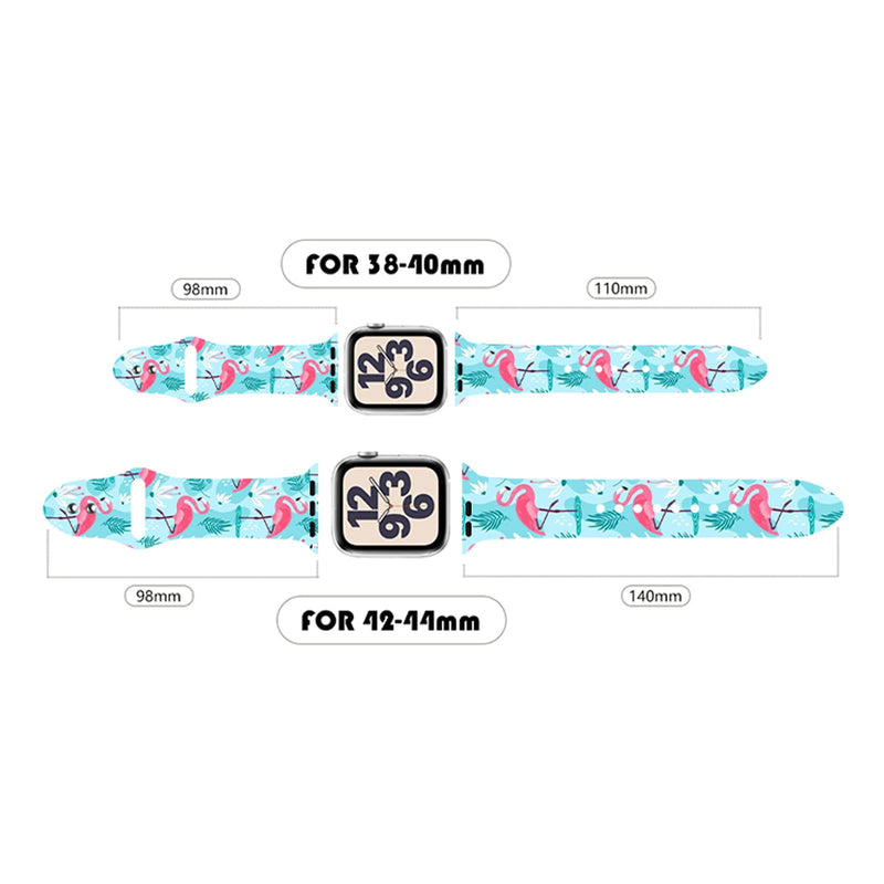[Australia - AusPower] - Pink Flamingo Watch Band Compatible with Apple Watch 38mm 40mm 41mm 42mm 44mm 45mm Adjustable Wristbands Soft Silicone Smartwatch Strap for IWatch Gifts Series 7 6 5 4 3 2 1 white-style 0 42mm/44mm/45mm 
