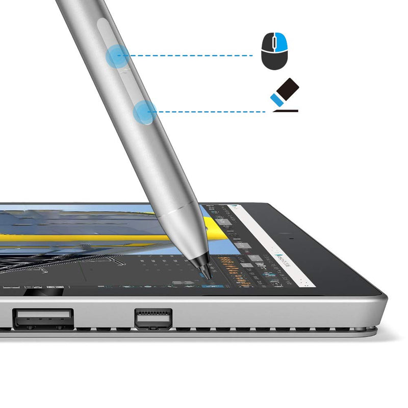 [Australia - AusPower] - Pen for Microsoft Surface Pro 8 13”Touchscreen Tablet Compatible with Microsoft Surface Pro 3/4/5/6/7, Surface Laptop 1/2/3/4, Surface Go 1/2/3, Surface Book 1/2/3 Silver 