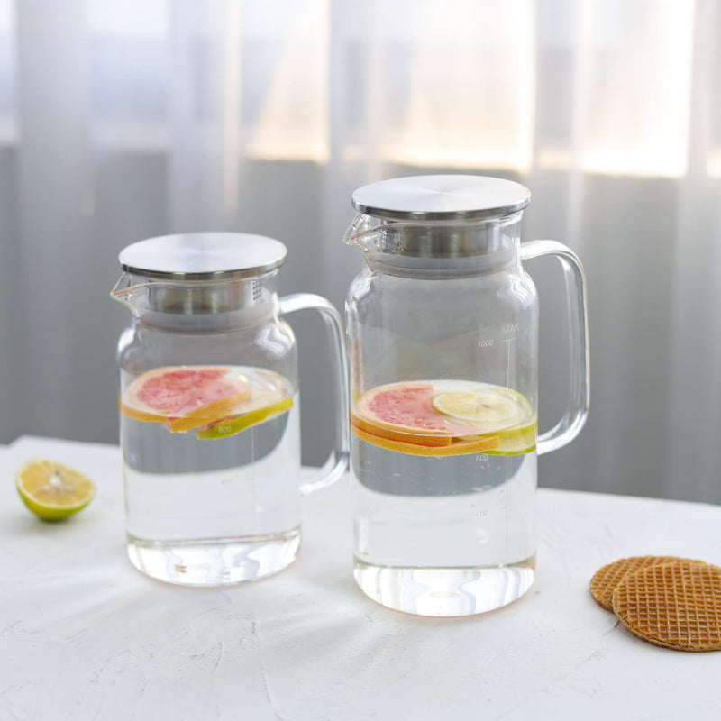 [Australia - AusPower] - Seal Glass Pitcher With Lid - Great for Homemade Juice & Cold Tea or for Glass Milk Bottles (Medium) Medium 