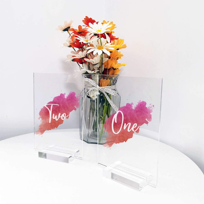 [Australia - AusPower] - FUIKEING Acrylic Sign Holders Table Number Holders for Display Place Card Holder, Acrylic Base Stand Wedding Acrylic Sign Stand 