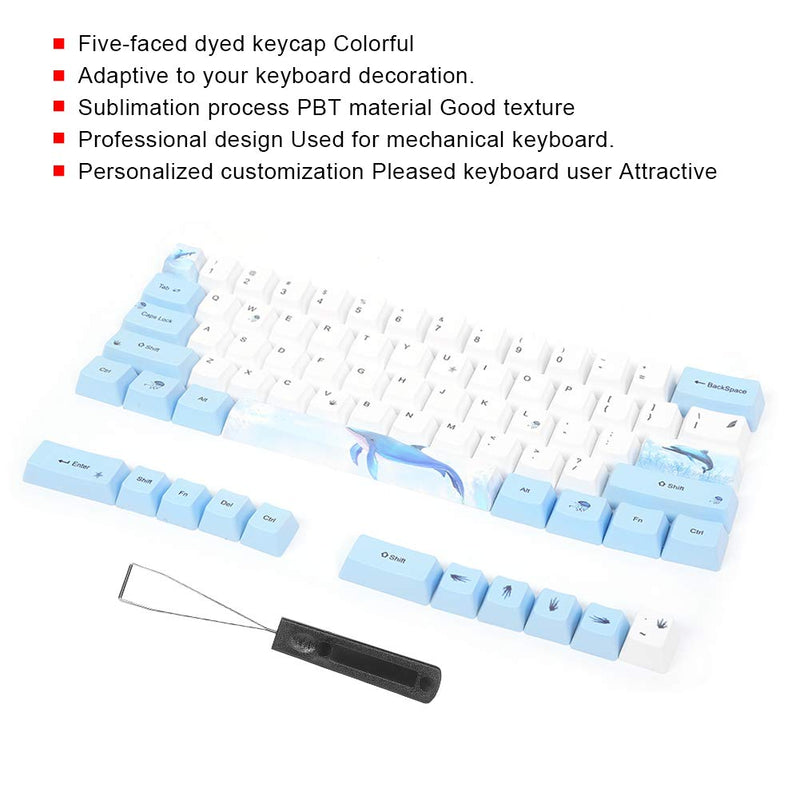 [Australia - AusPower] - Bewinner1 73PCs Sublimation Keycaps, Five-Faced Dyed Anime Style Keycaps, Professional Mechanical Keyboard Accessory Universal for Mechanical Keyboard (Whale) Blue 