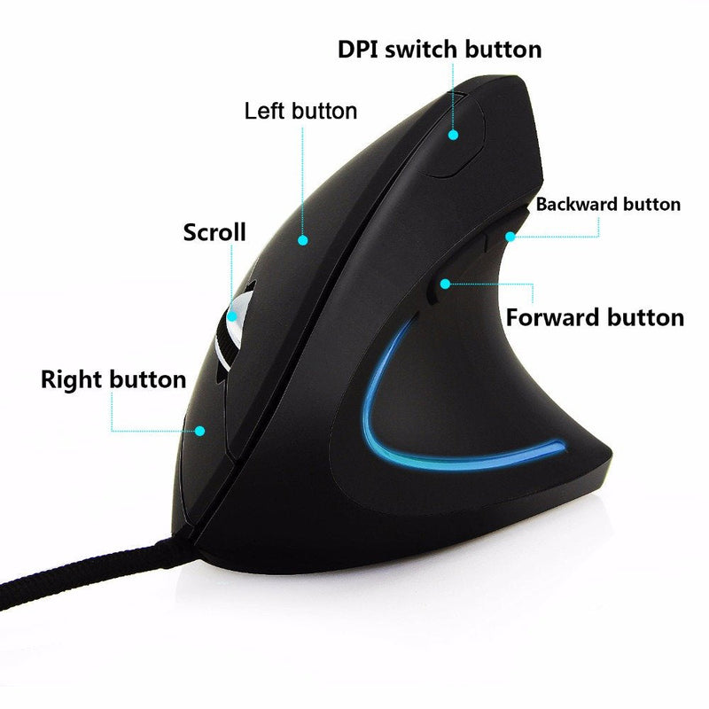 [Australia - AusPower] - Ai5G Wired Vertical Mouse Adjustable DPI Laptop Desktop Computer Mouse Optical Mice (for Right Hand) for Right Hand 
