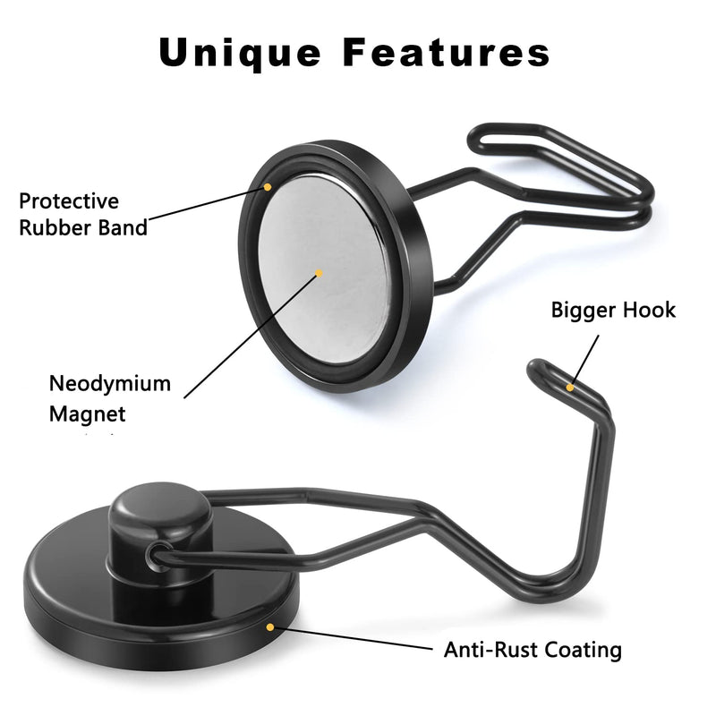 [Australia - AusPower] - Magnetic Hooks,Tohoer Heavy Duty Neodymium Magnet Hook 75LBS with Rust Proof for Indoor Outdoor Hanging,Refrigerator,Grill,Kitchen,Key Holder,Black,Pack of 3 3PCK 