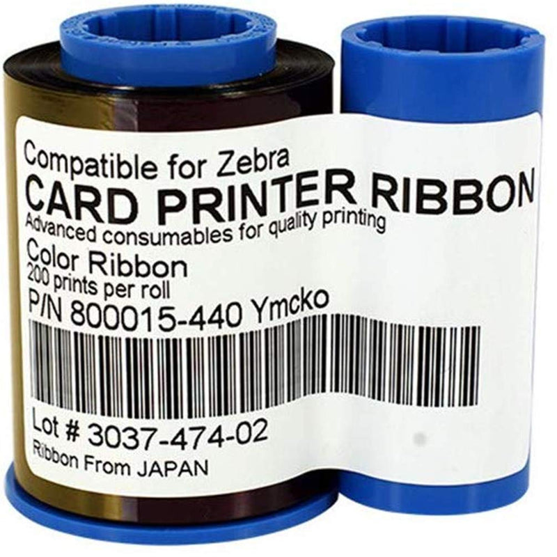 [Australia - AusPower] - New 800015-440 YMCKO Color Ribbon Tape Compatible for Zebra P330i P420i P430i ID Card Printers 800015-440 YMCKO Ribbon 200 Images 