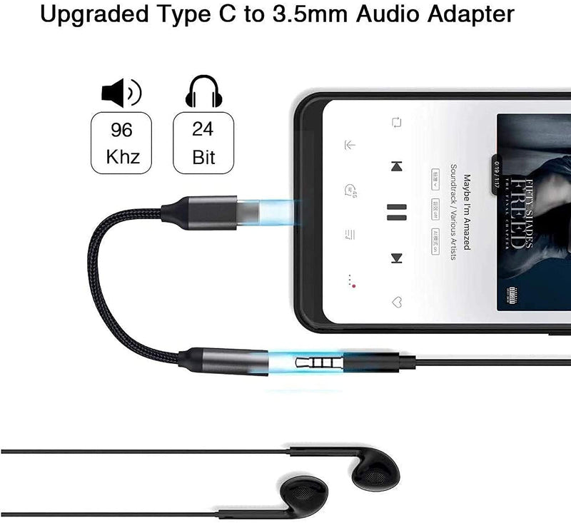 [Australia - AusPower] - USB C to 3.5mm Dongle Headphone Jack,2Pack Hi-Res Certified DAC Headphone Adapter Type C to Audio Adapter Compatible with Pixel 5 4 3 2 XL, Samsung Galaxy S21 S20 Ultra S20+ Note 20 10 S10 S9 