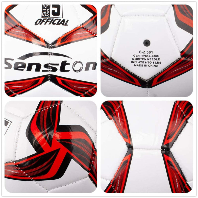 [Australia - AusPower] - Senston Soccer Ball Size 4,5 with Pump - Official Match Football Adults and Junior Kids Soccer Ball red Size 5 