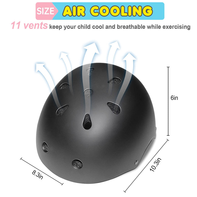 [Australia - AusPower] - BURSUN Kids Bike Helmet Ventilation & Adjustable Toddler Helmet for Ages 2-8 Kids Boys Girls Multi-Sport Helmet for Bicycle Skate Scooter, 5 Colors small:18.9-21.3 inch (48cm-54cm) BLACK-1 