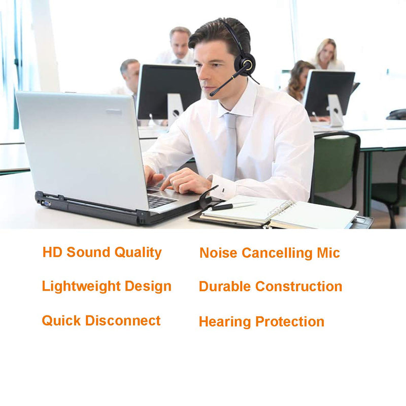 [Australia - AusPower] - Office Phone Headset with Noise Canceling Mic for Compatible with Yealink T19 T20 T21 T22 T23 T26 T27 T28 T29 T32 T36 T38 T40 T41 T42 T46 T48 Also Compatible with Grandstream Snom Panasonic IP Phones 
