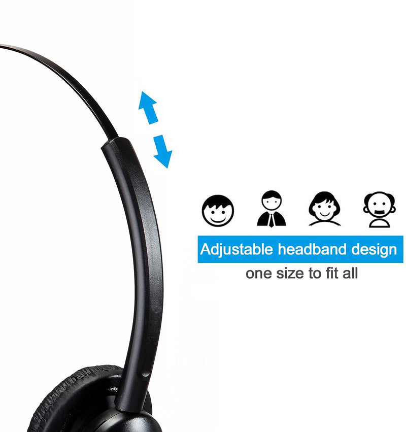 [Australia - AusPower] - Telephone Headset w/ 2.5mm Jack Quick Disconnect Cord for Cisco Deskphone Plantronics Avaya Siemens Cordless DECT Phone for Call Center Office Work from Home w/ 3.5mm Audio Jack for Cell Phone & PC 308S Single Ear 