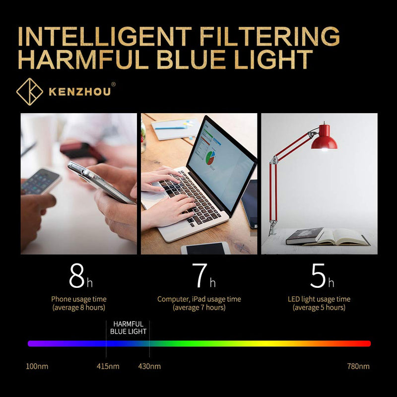 [Australia - AusPower] - K KENZHOU Blue Light Blocking Glasses/Computer/Gaming/TV/Phones Glasses with Spring Hinges, Anti Eyestrain & UV Glare, Ease Dry Eye, Headache, Blurry Vision, for Men & Women (2 Pack) Twilight and Blue 