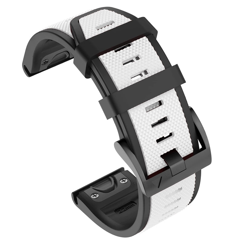 [Australia - AusPower] - OVERSTEP Fenix 5 Band, Easy Fit 22mm Silicone Replacement Watch Band for Garmin Fenix 5 Plus/Fenix 6/Fenix 6 Pro/Fenix 7/Approach S62/Quatix 6 Smartwatch, White 