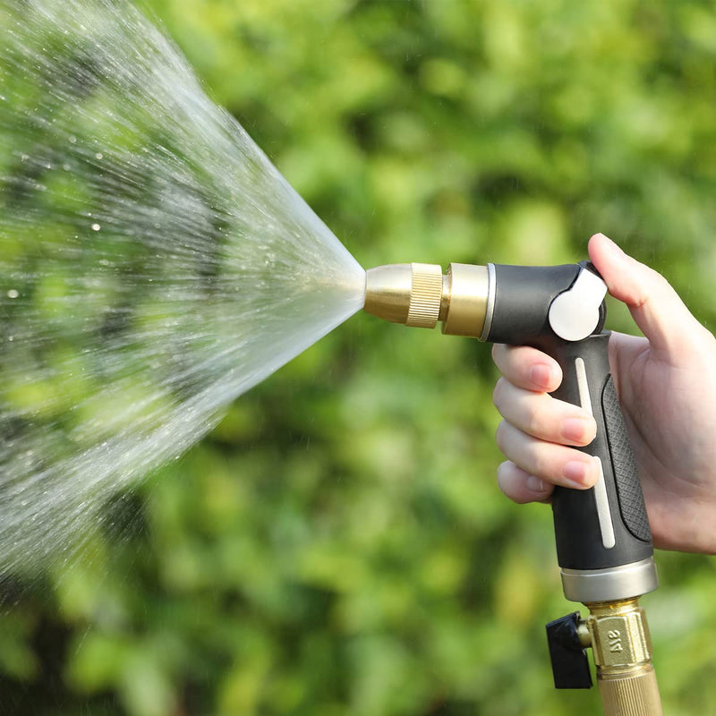 [Australia - AusPower] - FANHAO Garden Hose Nozzle with High Pressure Jet, 100% Heavy Duty Metal Water Hose Sprayer, Thumb Flow Control, On Off Valve, 4 Spray Patterns for Garden Watering, Car and Pet Washing 
