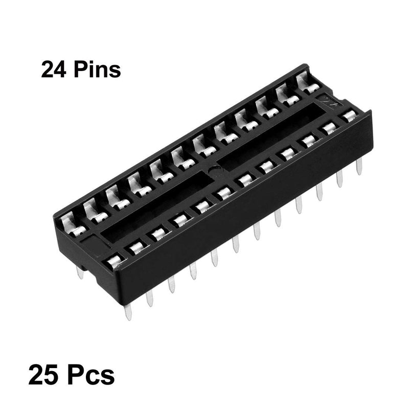 [Australia - AusPower] - uxcell 25pcs DIP IC Chip Socket Adaptor 2.54mm Pitch 7.62mm Row Pitch 2 Row 24 Flat Pins Soldering 