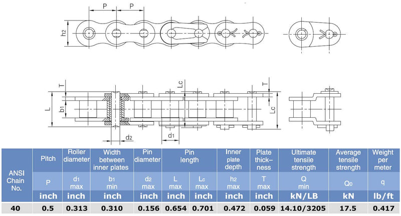 [Australia - AusPower] - #40 Roller Chain Connecting Links (5 Pack) 