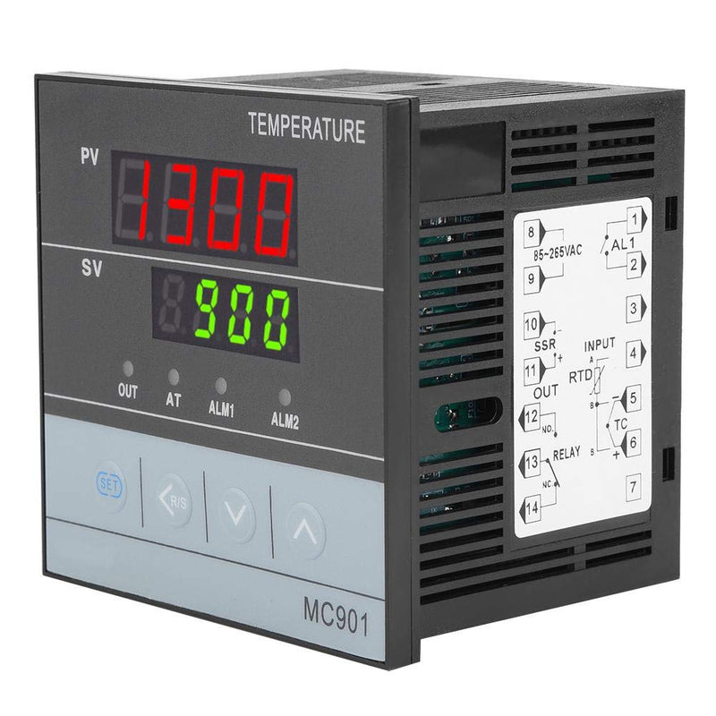 [Australia - AusPower] - PID Temperature Controller, Dual Digital Display K Type, MC901 Digital Programmable Temperature Control K Type PT100 Sensor Input Relay SSR Output 