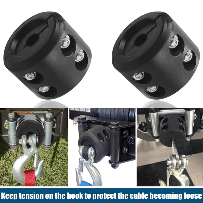 [Australia - AusPower] - Bittwee Car Rubber Winch Stopper for ATV UTV Truck, Cable Saver Hook Stopper Line for Synthetic Rope, Bump Shock Saver Dampener with Stainless Steel Screw and Nut, Quick Installation Tool (Black) Black 