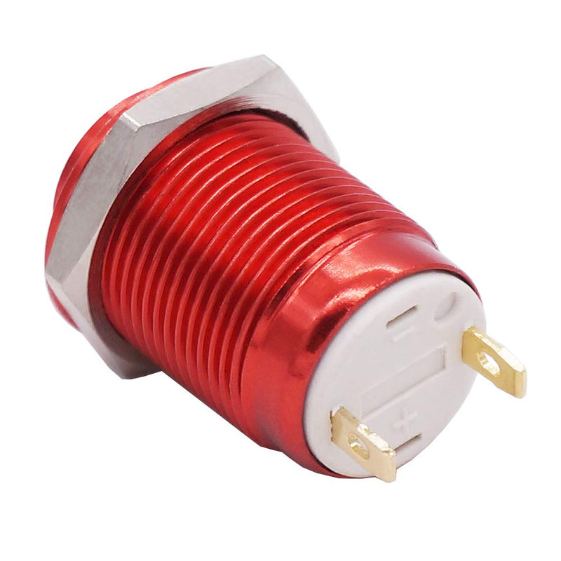 [Australia - AusPower] - Twidec/12mm 1/2" Waterproof Red Metal Shell Momentary Raised Top Push Button Switch DC/AC 36V 2A SPST 1NO Start Button for car Modification Switch(Quality Assurance for 1 Years) M-12-R-G 