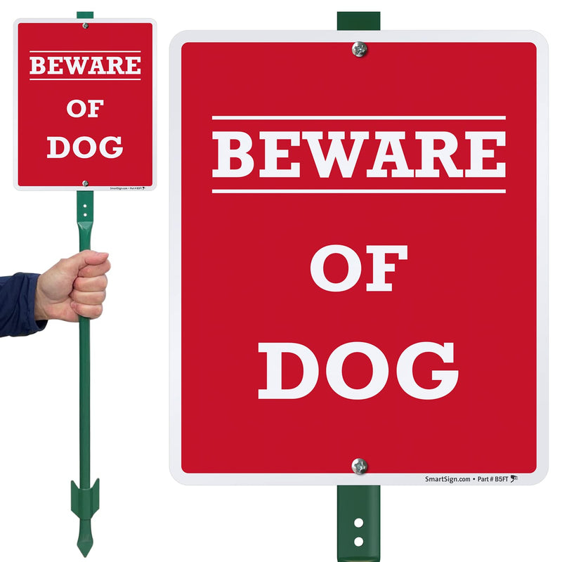 [Australia - AusPower] - SmartSign "Beware of Dog" LawnBoss Sign | 10" x 12" Aluminum Sign With 3' Stake 10" x 12" Aluminum Sign with Stake - Beware of Dog 