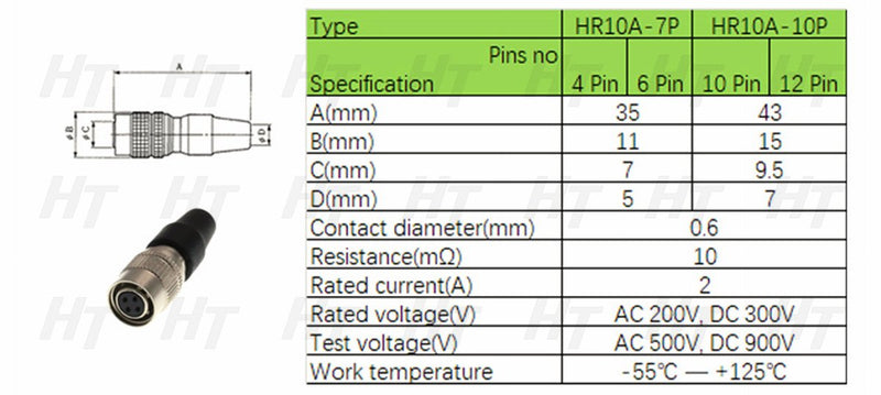 [Australia - AusPower] - HangTon Hirose 4 Pin Female Audio Video Electrical Circular Metal Cable Connector Plug for Microphone SmallHD Monitor 