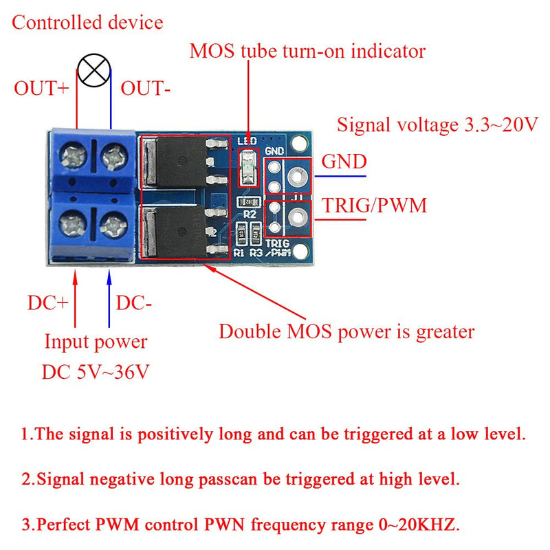 [Australia - AusPower] - XINGYHENG 10Pcs High Power 5-36V 400W MOS Field Effect Transistor Trigger Switch Driver Module Regulator Electronic Switch Control Board DC Motor Speed Controller 