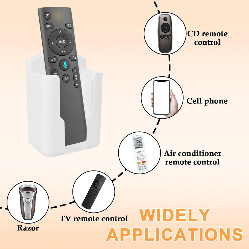 [Australia - AusPower] - MARRTEUM 2 Pcs Remote Control Holder Rack, Wall Mounted Media Storage Box Case Organizer with Screws for Air Conditioner and TV Remote Controller (White) White 