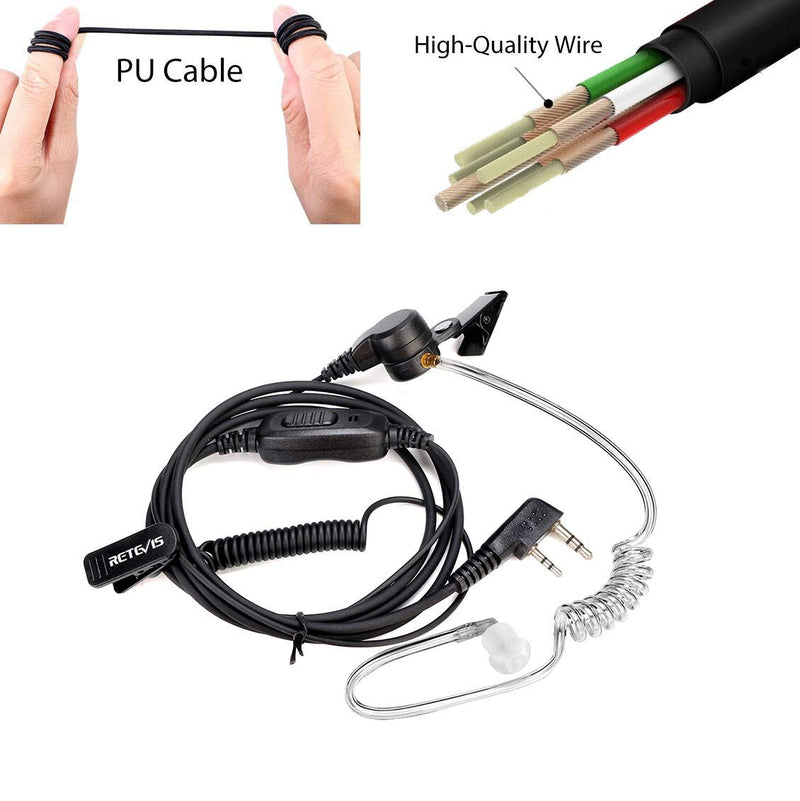 [Australia - AusPower] - Retevis Acoustic Tube Two Way Radio Headset with Mic 2 Pin, Compatible with Retevis RT22 RT21 H-777 RT68 RT15 pxton eSynic 2 Way Radios, Security Walkie Talkie Earpiece with Coil Design(2 Pack) 