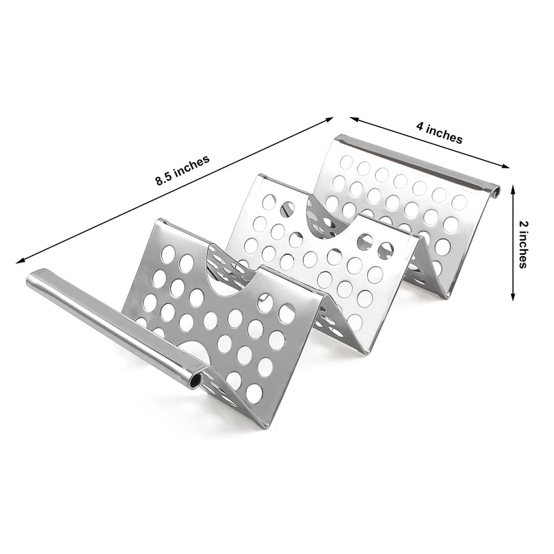 [Australia - AusPower] - 4 Pack Stainless Steel Taco Holders, Premium Taco Stands, Holds 2 Or 3 Tacos Each Taco Tray, Taco Rack With Easy-Access Handle, Food Grade Taco Plate Shells Oven & Grill Safe, BPA Free(Hollow) Hollow 