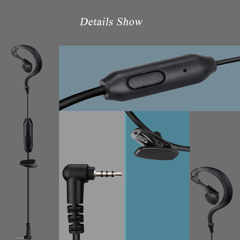 [Australia - AusPower] - Retevis RB19 RB19P Walkie Talkie Earpiece with Mic 1 Pin 3.5mm, Compatible with Retevis RB19 RB19P Walkie Talkies, C Shape Two Way Radio Headset with PTT, for use in Police, Security, Hotels(3 Pack) 
