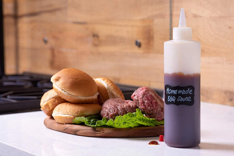 [Australia - AusPower] - 6-pack Premium Plastic Condiment Squeeze Squirt Bottles for Sauces, Paint ,Oil, Condiments ,Salad Dressings, Arts and Crafts - Food Grade-Includes Funnel, Erasable Marker and Reusable Labels (16 oz) 16 oz 
