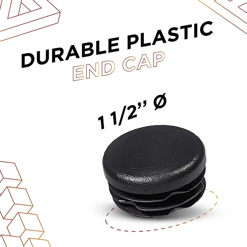 [Australia - AusPower] - Prescott Plastics 1 1/2 Inch Round Plastic Plug Insert (4 Pack), Black End Cap for Metal Tubing, Fences, Glide Protection for Chairs and Furniture 4 Pack 
