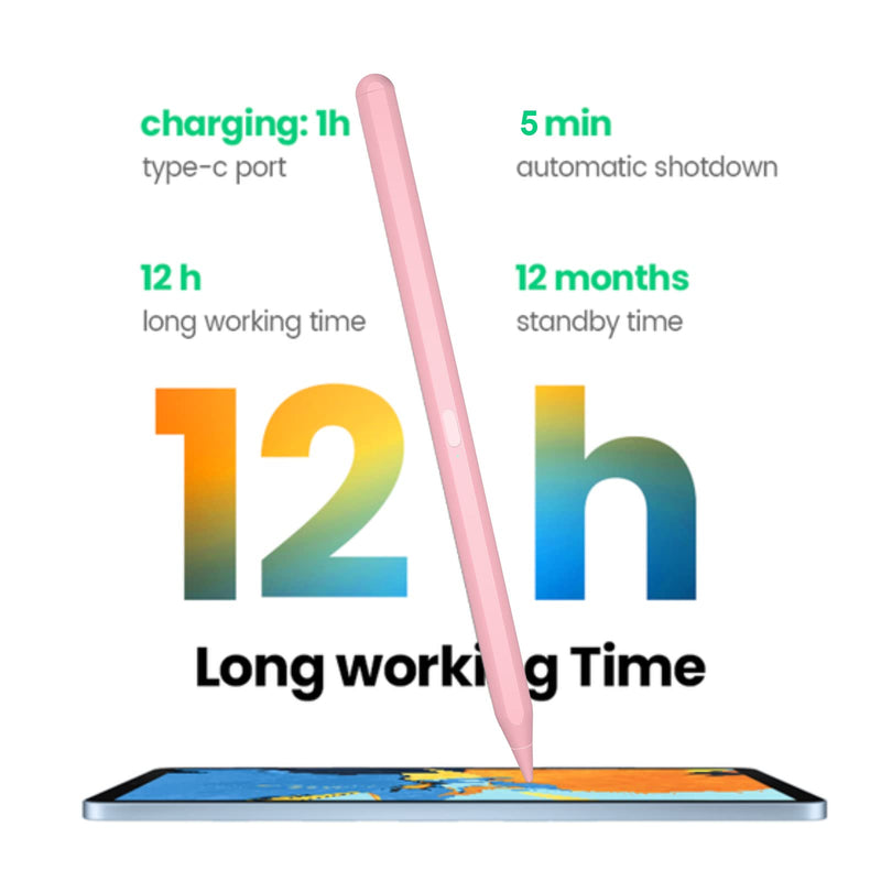 [Australia - AusPower] - Stylus Pencil for Apple iPad Pro (2022) 12.9/11, iPad Air 5th 4th &3rd Generation, iPad Pro 4th & 3rd Generation 12.9/11, iPad 9th/8th/7th, iPad Mini 6 Compatible with 2018-2022 Apple iPads (﻿Pink) ﻿Pink 