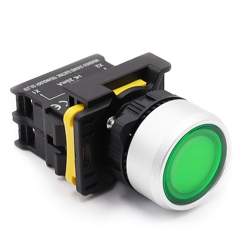 [Australia - AusPower] - mxuteuk 2Pcs Red Green LED Light Voltage 110V-220V 22mm 1NO 1NC Waterproof IP65 SPST Momentary Push Button Switch 10A 600V LA155-A1-11D-RG Red 1NC+Green 1NO 
