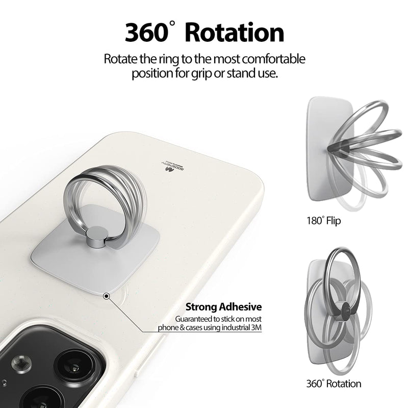 [Australia - AusPower] - Ring Stand Holder, GOOSPERY Wow Ring [Metallic Finish] 360 Degree Rotating Kickstand [Light Anti Drop Finger Phone Grip Ring] Universal Smartphone Compatible - Silver 