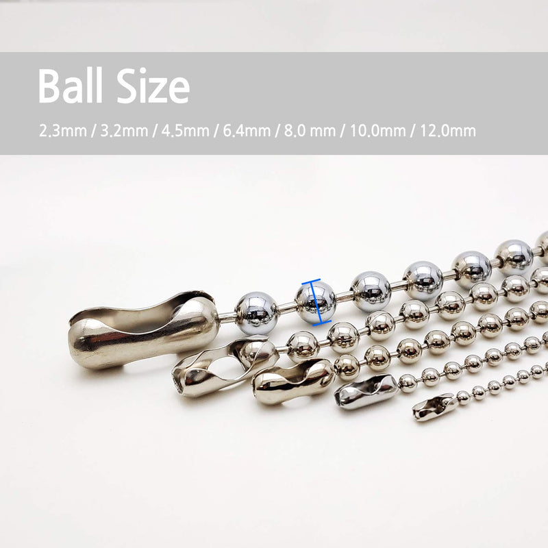 [Australia - AusPower] - 10 Feet Length Ball Chain, Number 13 Size, Stainless Steel, 10 Matching B Couplings 