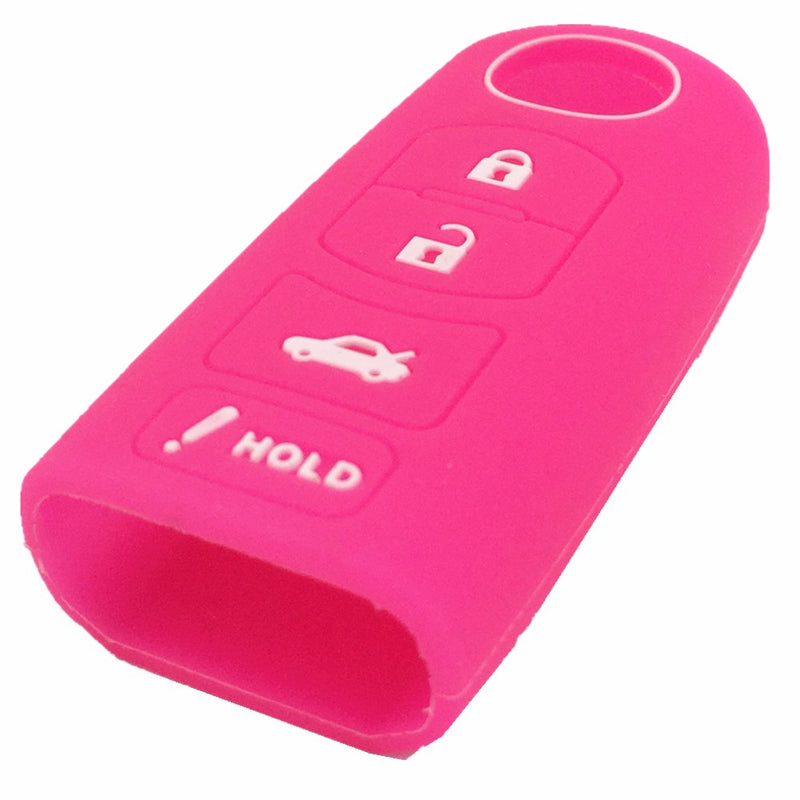 [Australia - AusPower] - Ezzy Auto Black and Hot Pink Silicone Rubber Key Fob Case Key Covers Key Jacket Skin Protector fit for Mazda 4 Buttons Key 