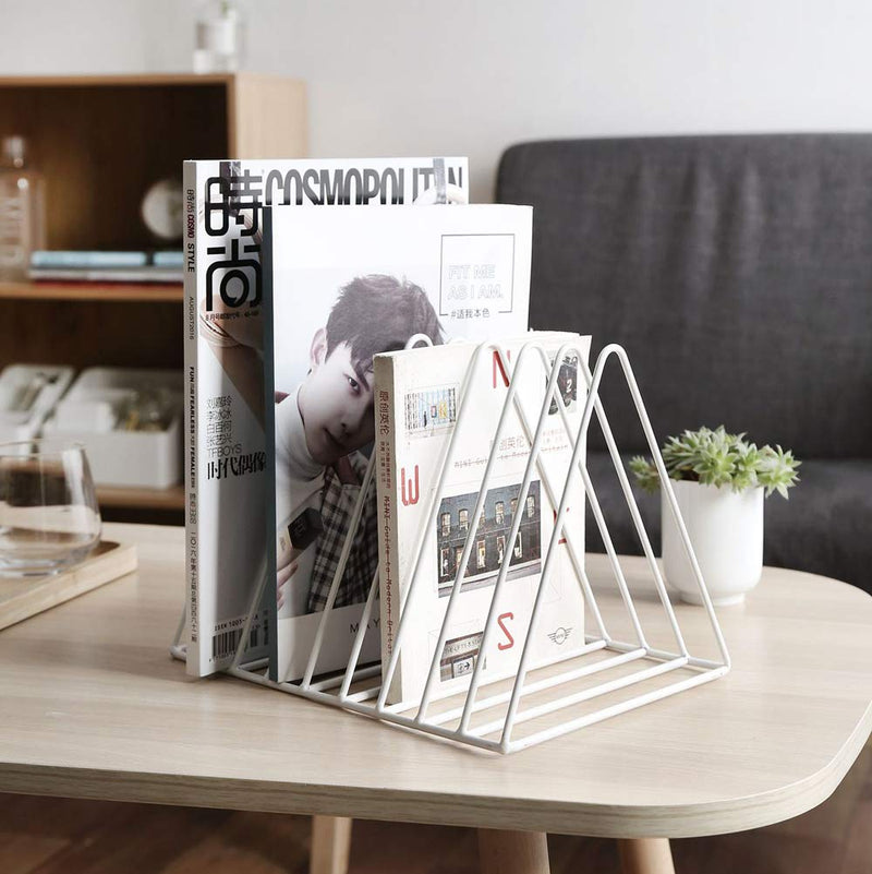 [Australia - AusPower] - Sooyee 9 Slot White Magazine Holder,Desktop File Sorter Organizer Triangle Bookshelf Decor Home Office 