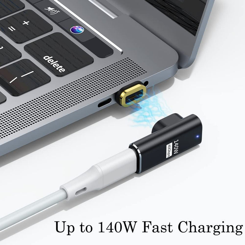 [Australia - AusPower] - AuviPal 140W Magnetic 90 Degree Right Angle USB C Adapter with 3 Magnetic Connectors Tips Heads for MacBook, Switch, Notebook, Tablets & Phones and More Type C Devices 
