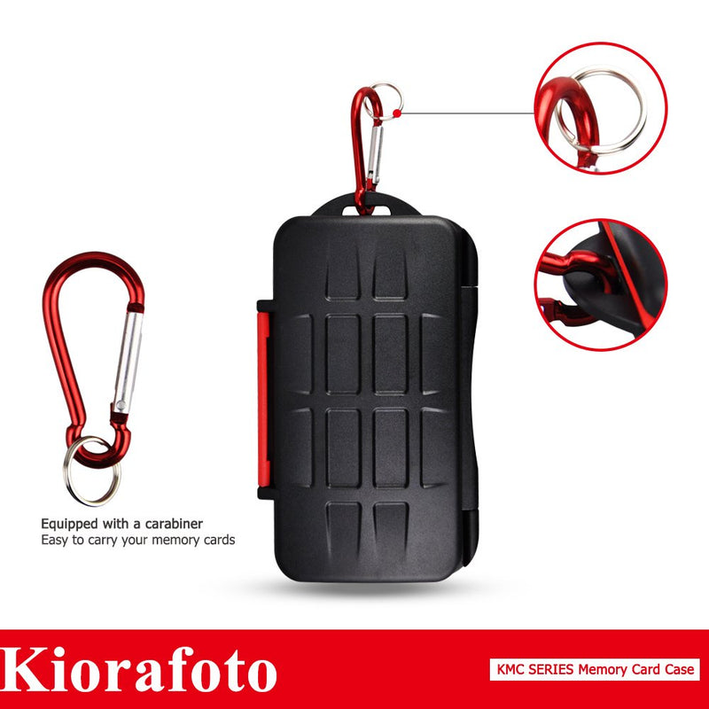 [Australia - AusPower] - Kiorafoto Professional Water-Resistant Anti-Shock Holder Storage SD SDHC SDXC TF Memory Card Case Protector Cover with Carabiner for 12SD Cards & 12 Micro SD Cards for 12 SD + 12 Micro SD 